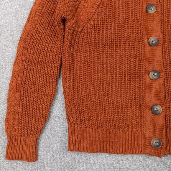 Garnet Hill Maren Cardigan Size S Burnt Orange Linen Organic Cotton Chunky Knit - Picture 3 of 14